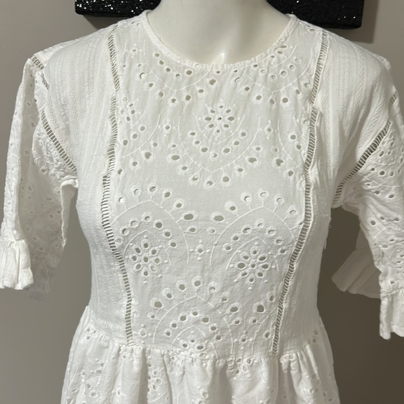 TUCKERNUCK English Factory Eyelet Dress White Side Zip Sz XS - Picture 2 of 11